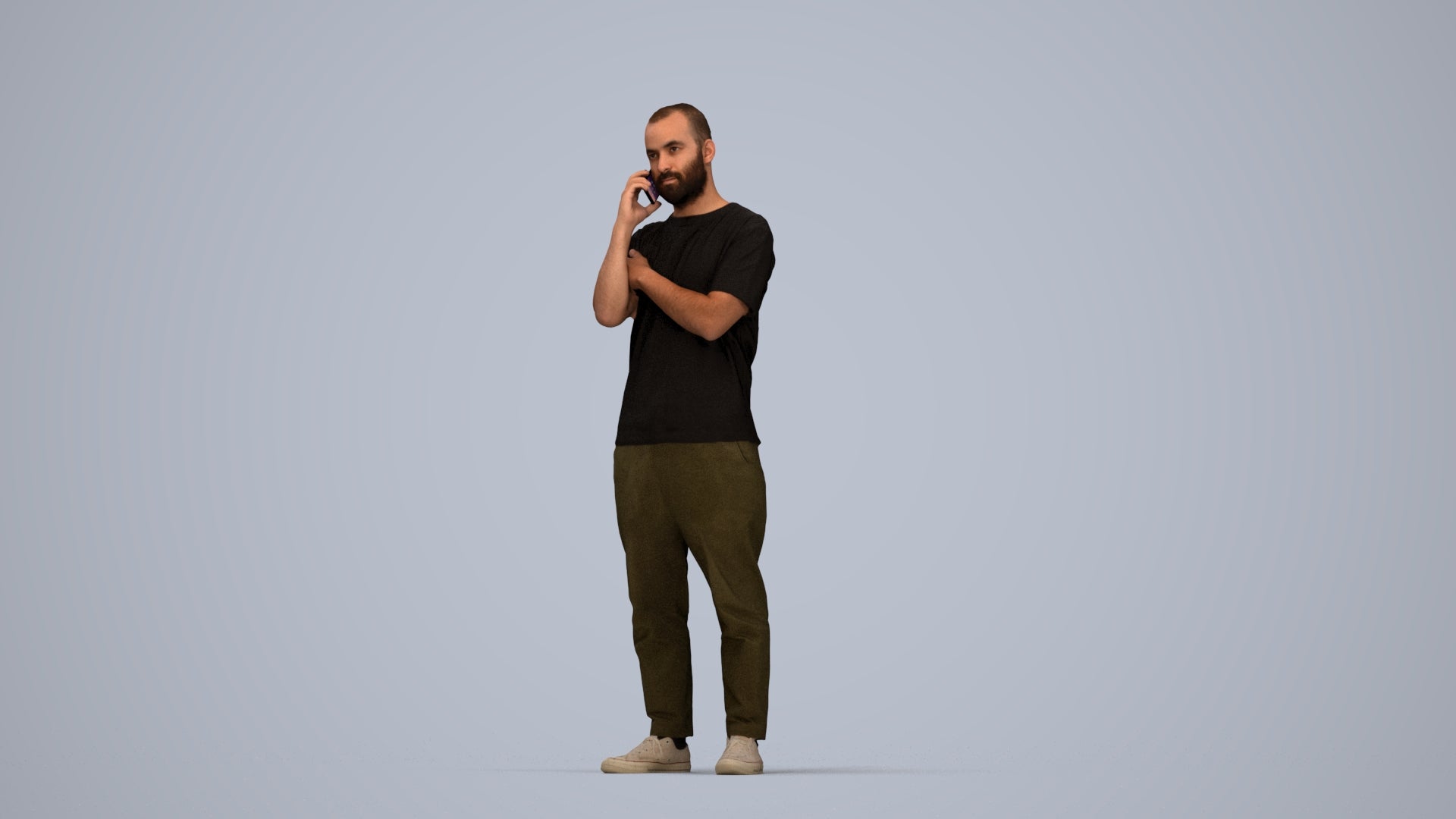 realistic 3D people man casual standing, render-ready for V-Ray and Corona, FBX OBJ, top-down view render