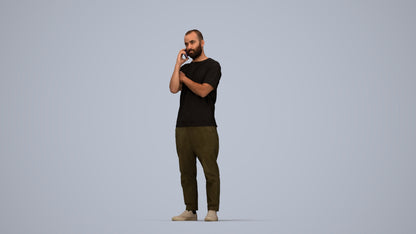 realistic 3D people man casual standing, render-ready for V-Ray and Corona, FBX OBJ, top-down view render