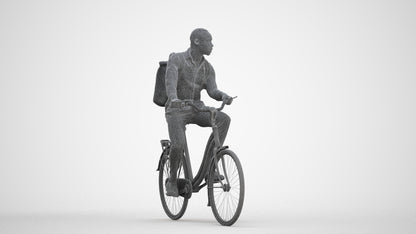 photogrammetry 3D man business cycling, realistic human model archviz FBX, three-quarter front view render