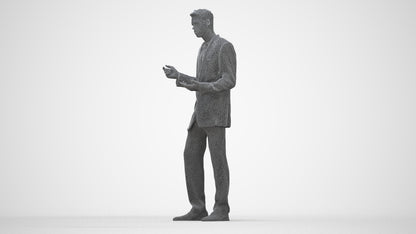 3D human model man business, photogrammetry scanned person for archviz, wireframe back view