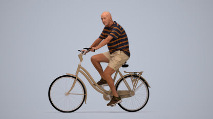 scanned 3D senior man casual cycling, photogrammetry people for Enscape and V-Ray, top-down view render