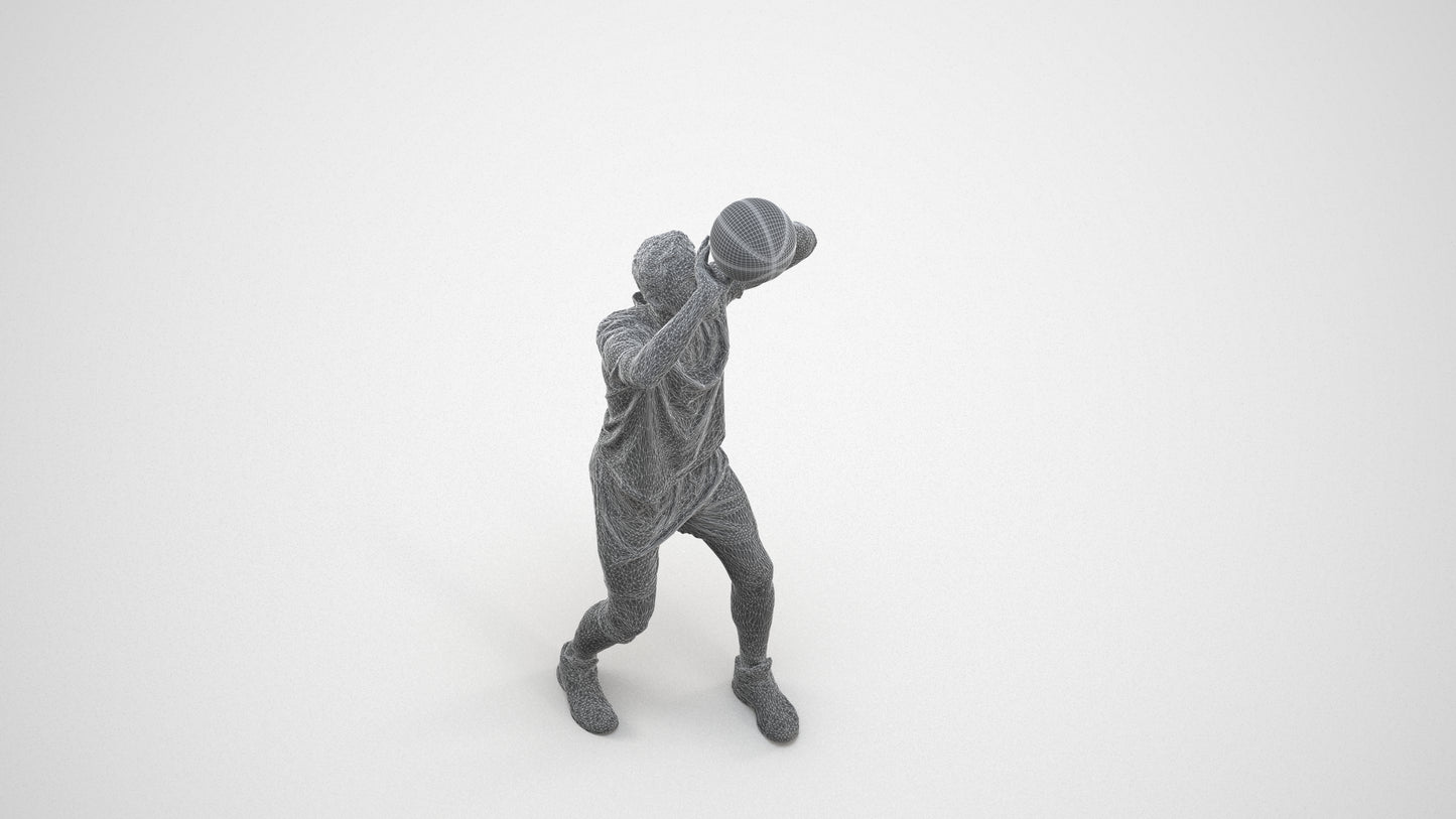 scanned 3D man sport, photogrammetry people for Enscape and V-Ray, wireframe three-quarter view