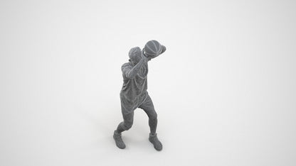 scanned 3D man sport, photogrammetry people for Enscape and V-Ray, wireframe three-quarter view