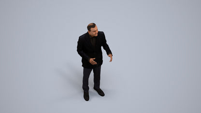 3D scanned man standing formal, photorealistic archviz people for Enscape and SketchUp, back view render