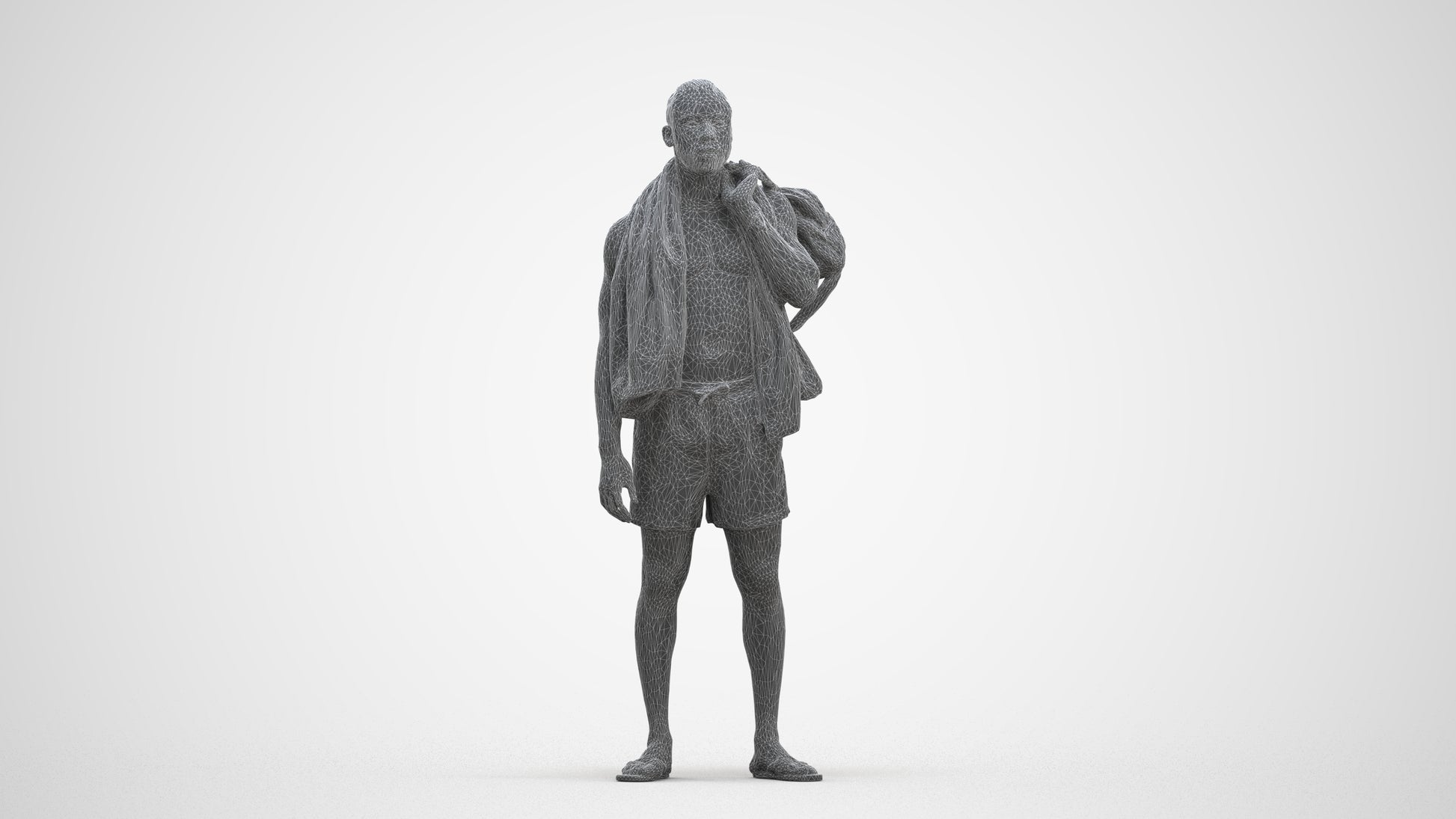 realistic 3D human man sport, archviz people FBX OBJ for Blender, three-quarter front view render