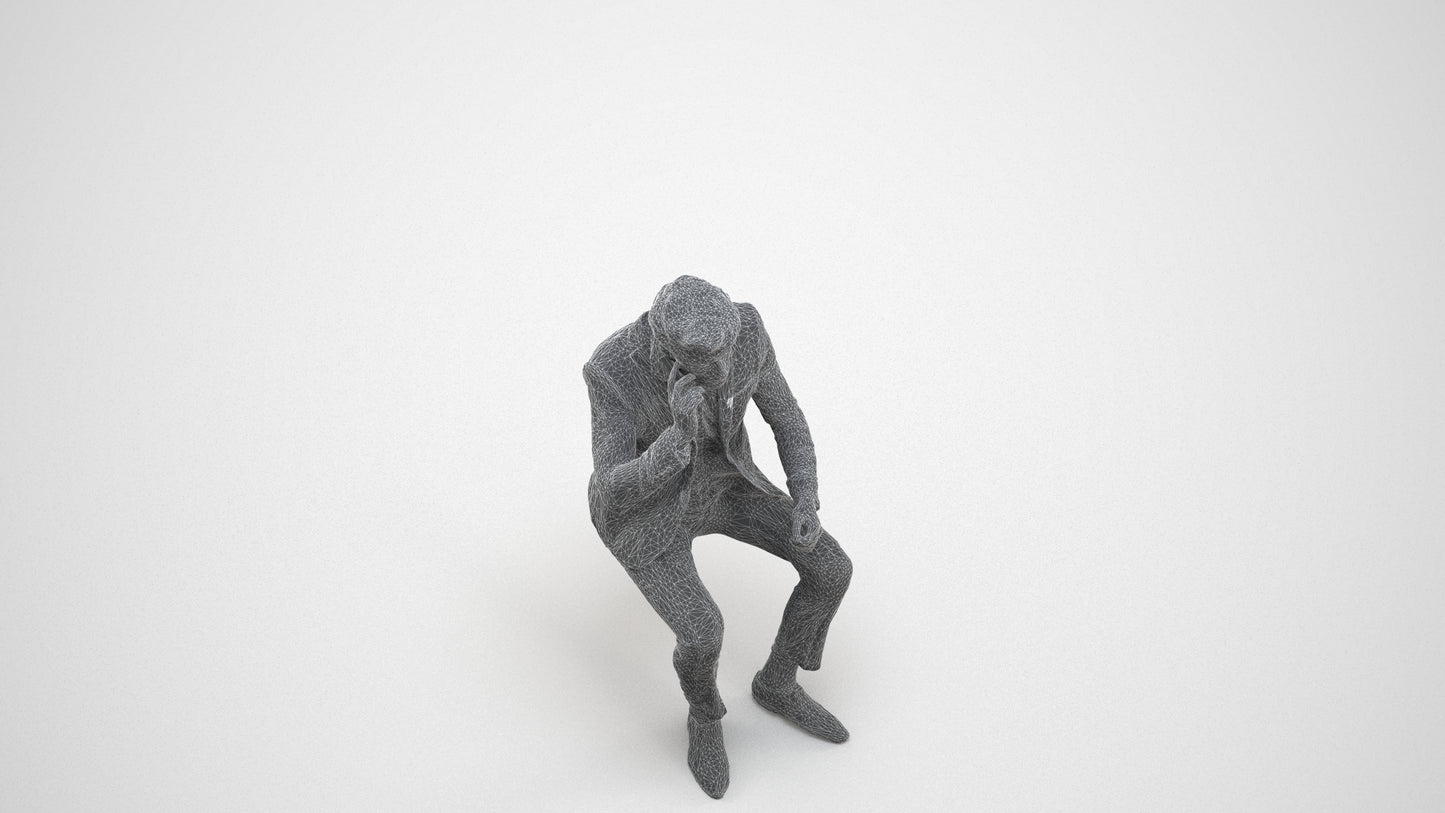realistic 3D man business, scanned archviz people for Blender and 3ds Max, wireframe three-quarter view