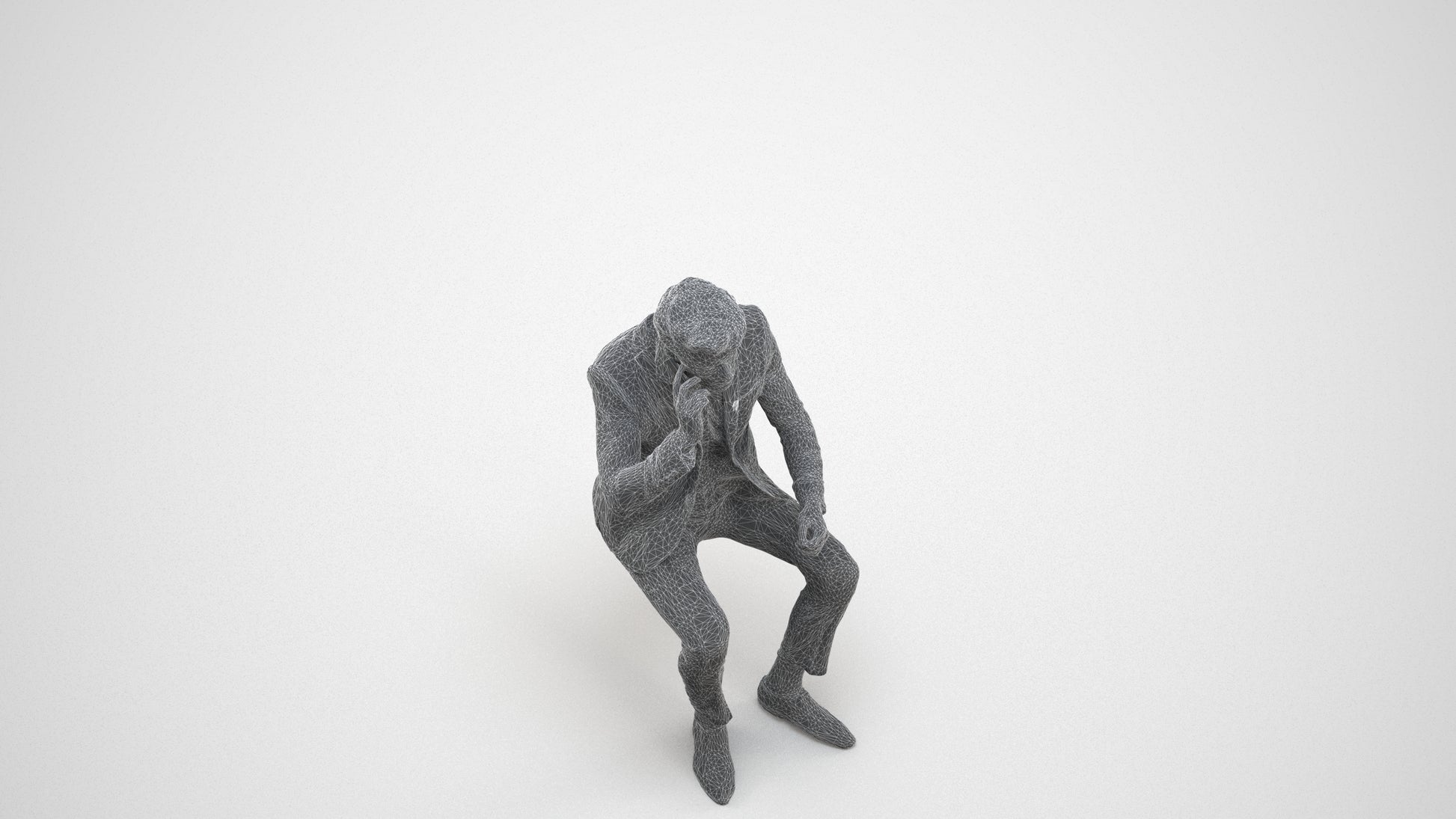 realistic 3D man business, scanned archviz people for Blender and 3ds Max, wireframe three-quarter view