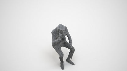 realistic 3D man business, scanned archviz people for Blender and 3ds Max, wireframe three-quarter view