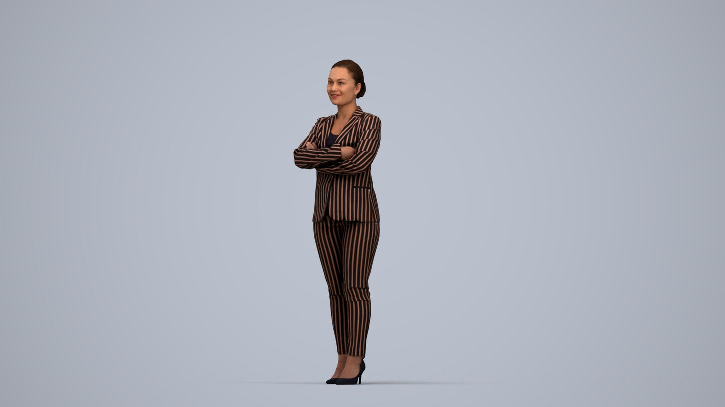 scanned 3D woman business standing, photogrammetry people for Enscape and V-Ray, top-down view render