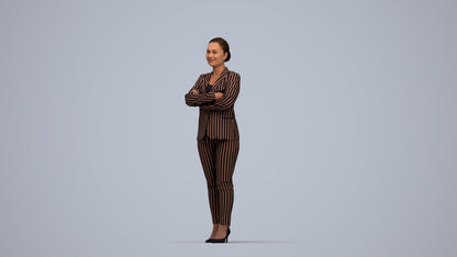 scanned 3D woman business standing, photogrammetry people for Enscape and V-Ray, top-down view render