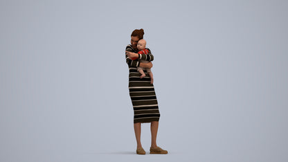 3D scanned girl kids casual, photorealistic archviz people for Enscape and SketchUp, standing pose render