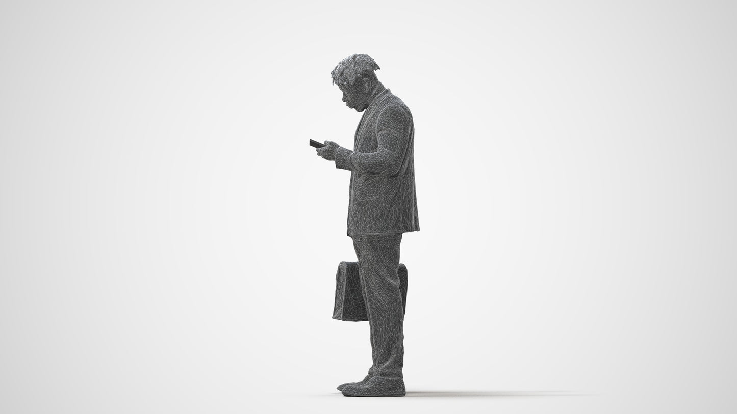 photogrammetry 3D man business standing, realistic human model archviz FBX, square thumbnail
