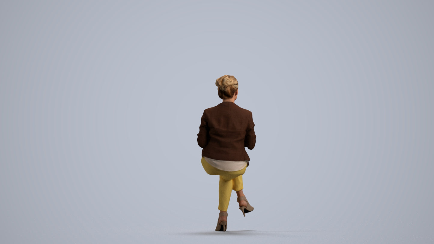 scanned 3D woman business sitting, photogrammetry people for Enscape and V-Ray, front view render