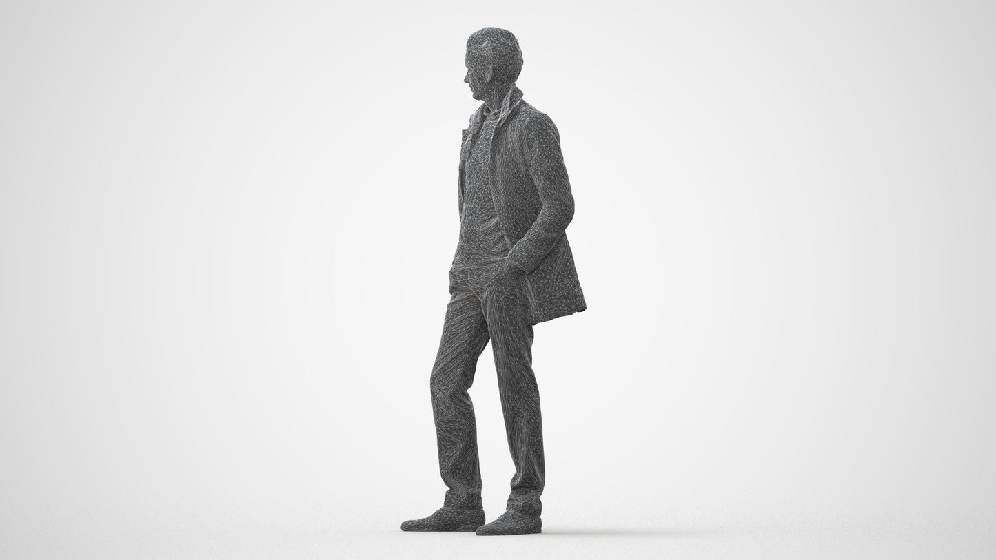 3D scanned man standing casual, photorealistic archviz people for Enscape and SketchUp, square thumbnail