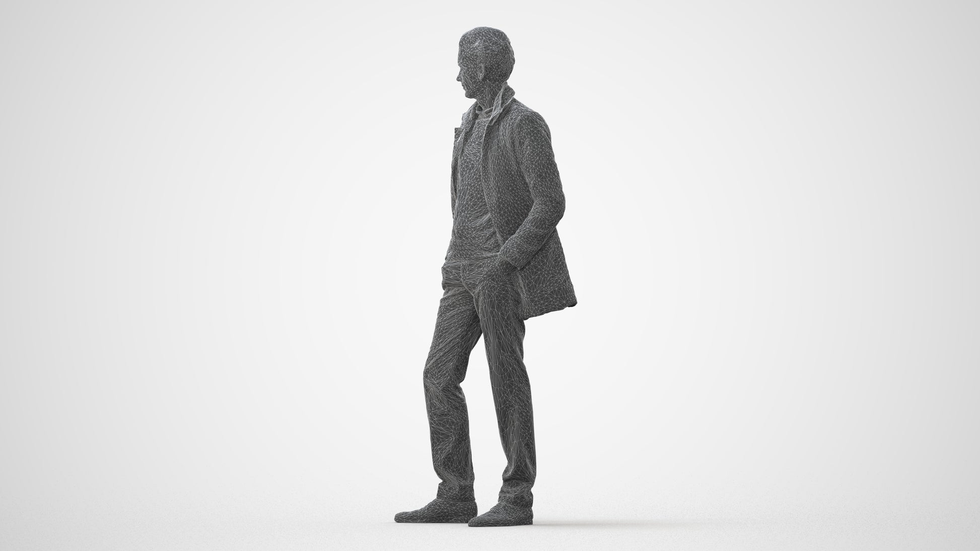 3D scanned man standing casual, photorealistic archviz people for Enscape and SketchUp, square thumbnail