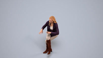 realistic 3D people woman business sitting, render-ready for V-Ray and Corona, FBX OBJ, back view render