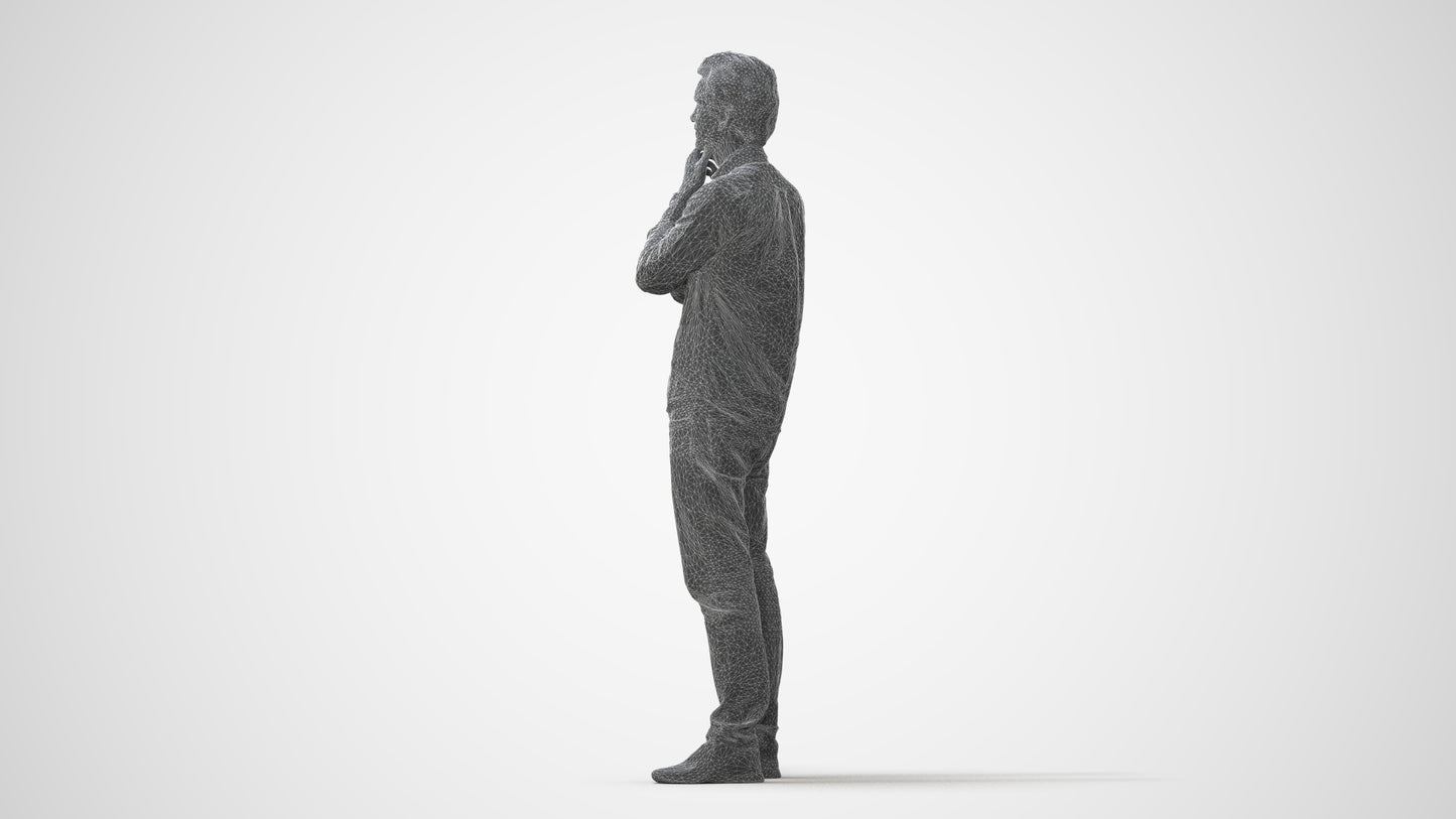 3D scanned man standing casual, photorealistic archviz people for Enscape and SketchUp, square thumbnail