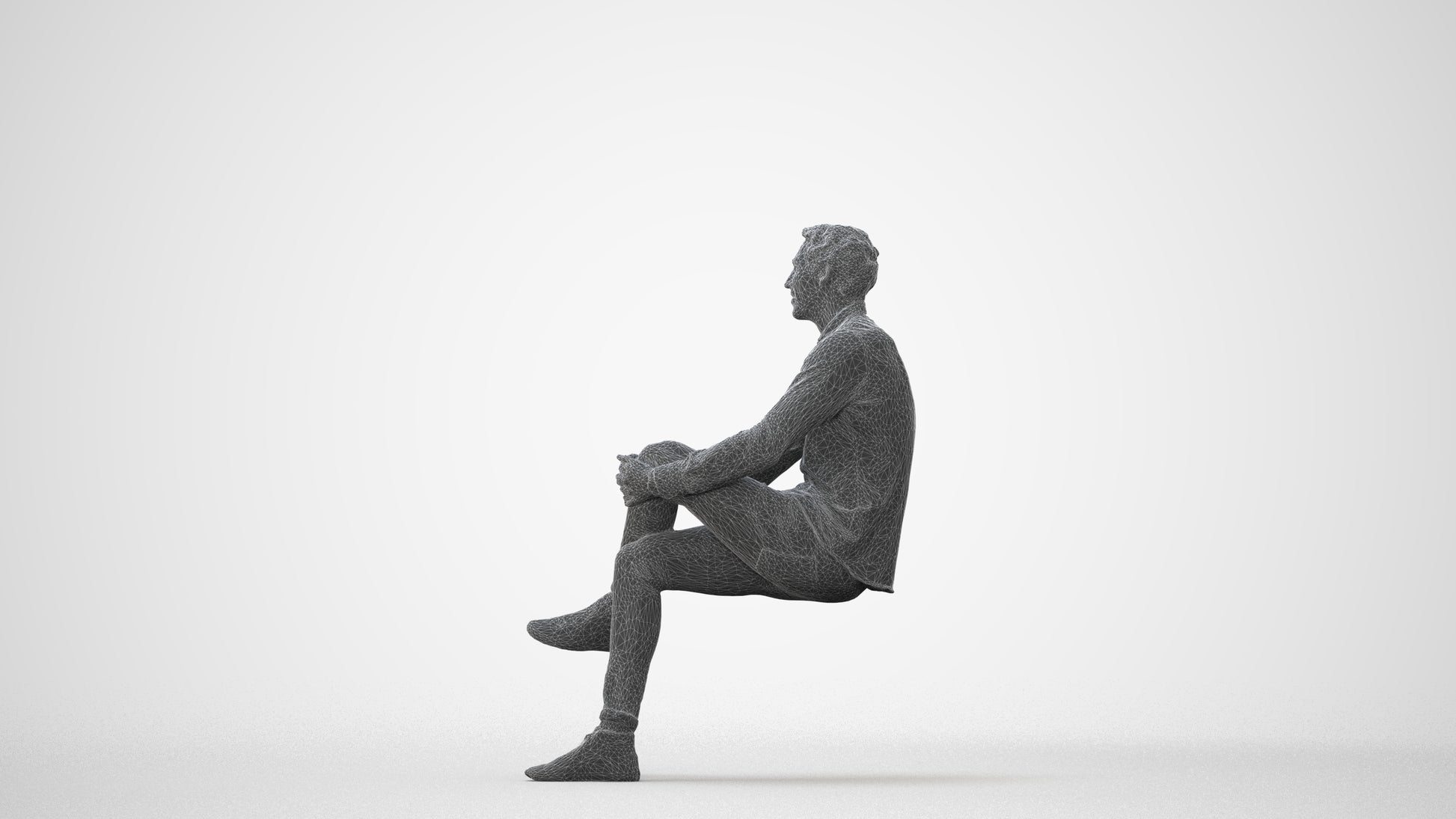 realistic 3D human man casual sitting, archviz people FBX OBJ for Blender, square thumbnail