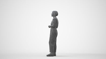 realistic 3D senior woman casual standing, scanned archviz people for Blender and 3ds Max, square thumbnail