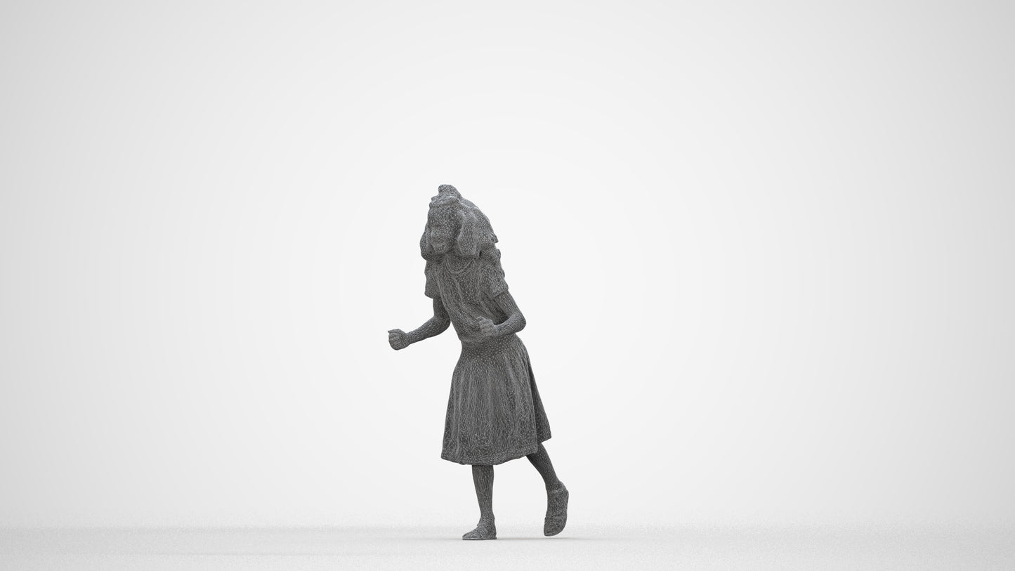 realistic 3D human girl casual kids, archviz people FBX OBJ for Blender, wireframe back view