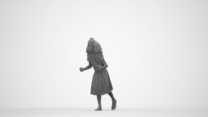 realistic 3D human girl casual kids, archviz people FBX OBJ for Blender, wireframe back view