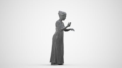 realistic 3D human woman casual standing, archviz people FBX OBJ for Blender, wireframe side view
