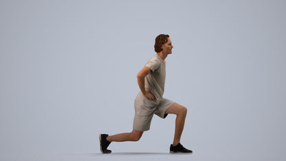 3D people model man sport, scanned human for 3ds Max rendering, side view render