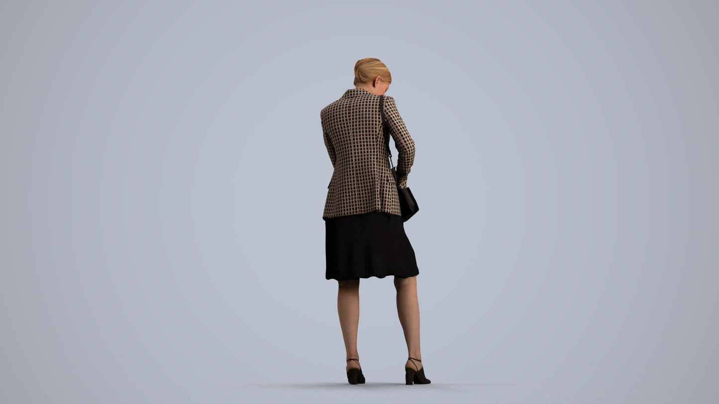 photogrammetry 3D woman business standing, realistic human model archviz FBX, front view render