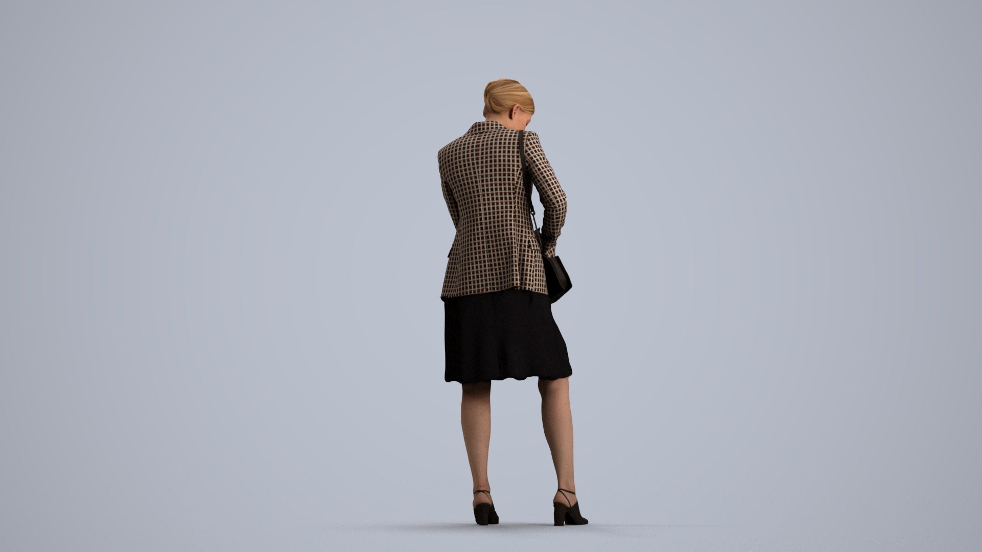 photogrammetry 3D woman business standing, realistic human model archviz FBX, front view render