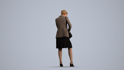 photogrammetry 3D woman business standing, realistic human model archviz FBX, front view render