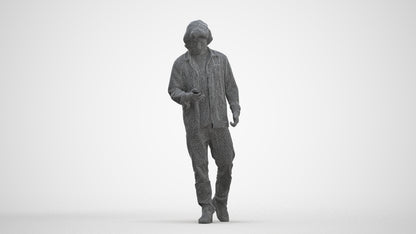3D scanned man walking casual, photorealistic archviz people for Enscape and SketchUp, three-quarter front view render