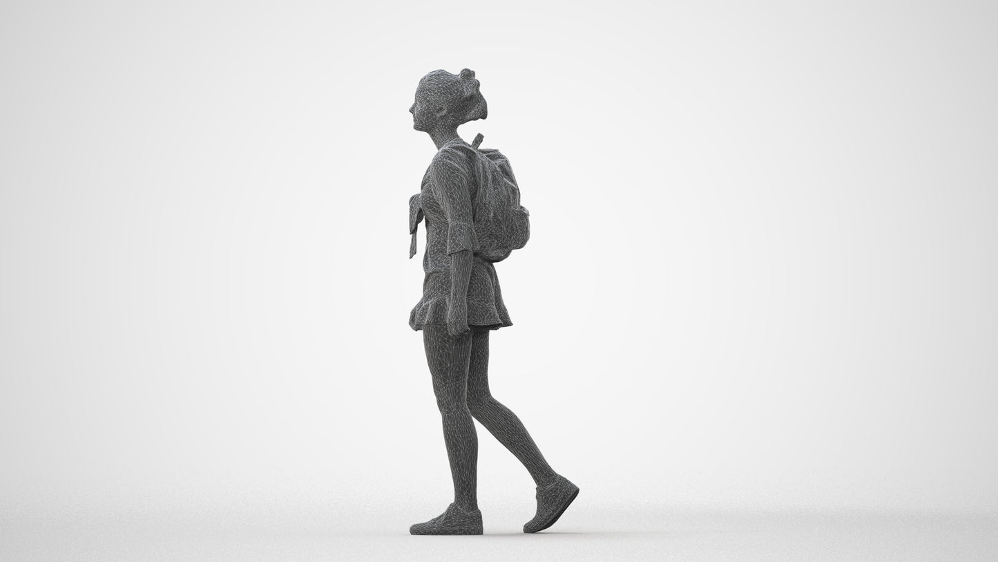 realistic 3D people girl casual kids, render-ready for V-Ray and Corona, FBX OBJ, square thumbnail