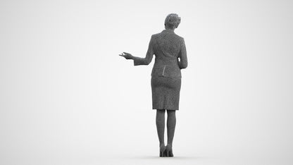 photogrammetry 3D woman hospitality, realistic human model archviz FBX, wireframe front view