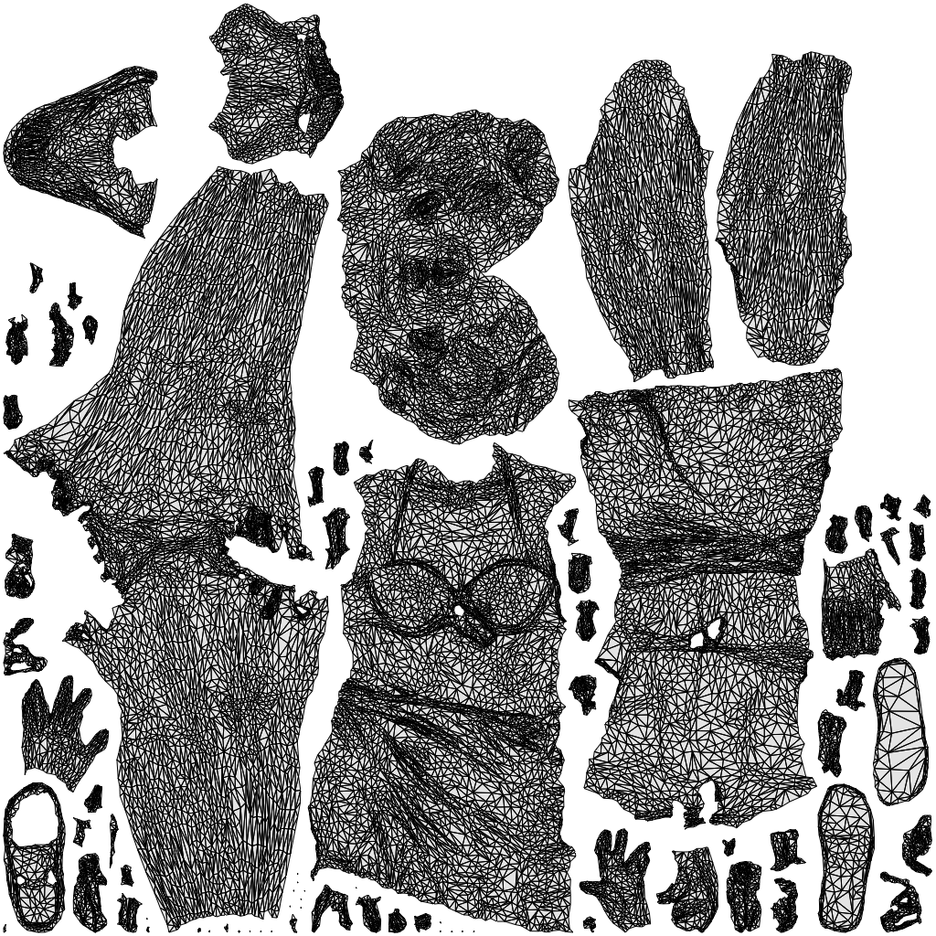 scanned 3D woman pool, photogrammetry people for Enscape and V-Ray, wireframe top-down view