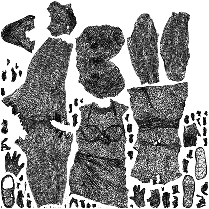 scanned 3D woman pool, photogrammetry people for Enscape and V-Ray, wireframe top-down view