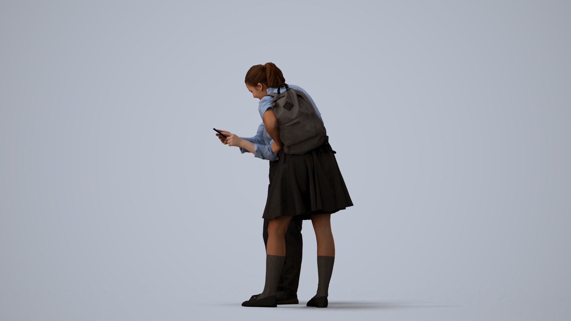realistic 3D girl kids, scanned archviz people for Blender and 3ds Max, three-quarter view render