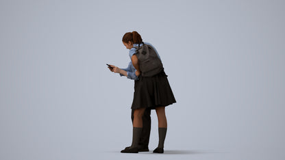 realistic 3D girl kids, scanned archviz people for Blender and 3ds Max, three-quarter view render