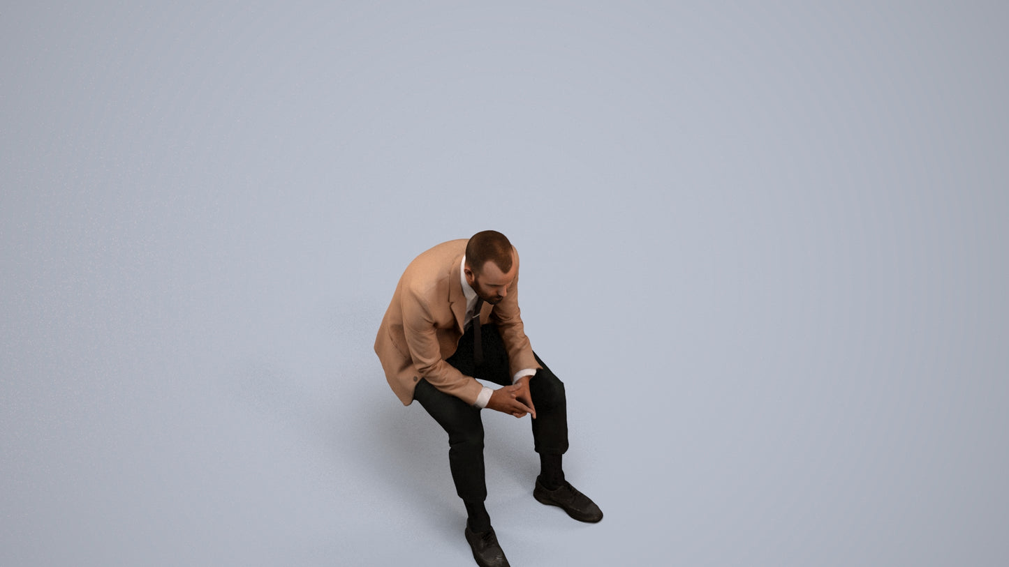 realistic 3D people man business, render-ready for V-Ray and Corona, FBX OBJ, back view render