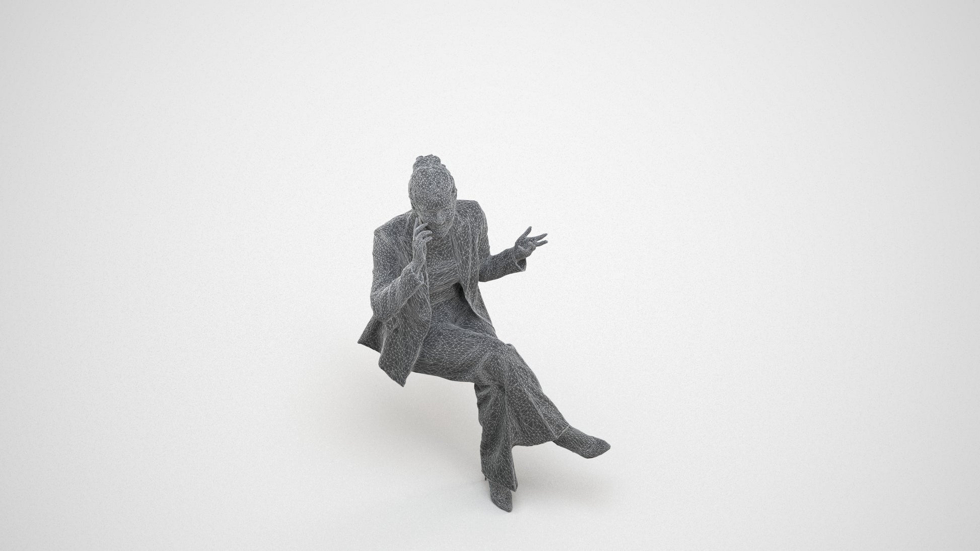 3D scanned woman business, photorealistic archviz people for Enscape and SketchUp, wireframe three-quarter view