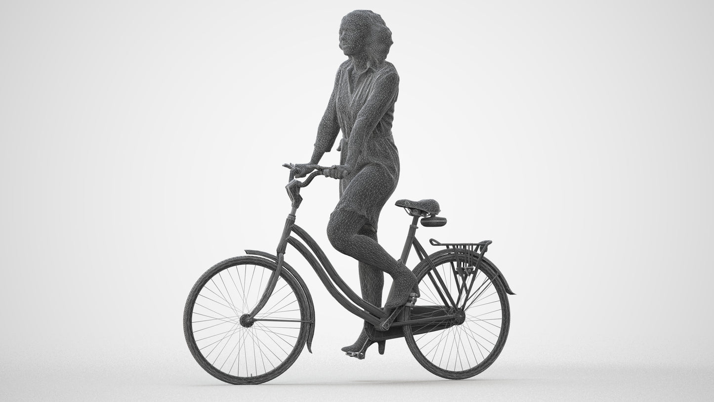 3D people model woman casual cycling, scanned human for 3ds Max rendering, square thumbnail