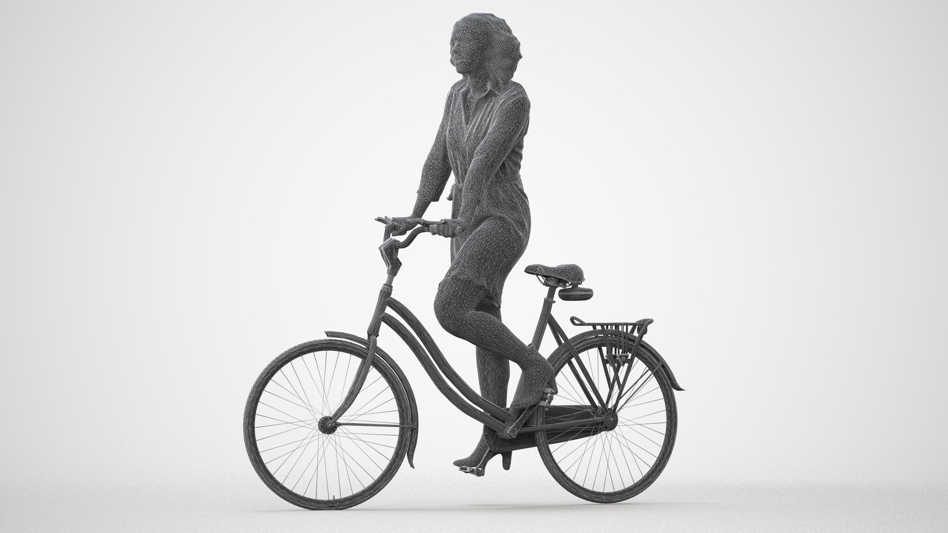 3D people model woman casual cycling, scanned human for 3ds Max rendering, square thumbnail