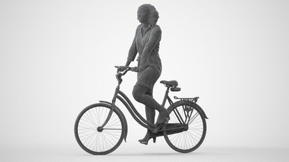 3D people model woman casual cycling, scanned human for 3ds Max rendering, square thumbnail