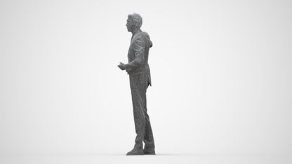 3D scanned man shopping business, photorealistic archviz people for Enscape and SketchUp, wireframe back view