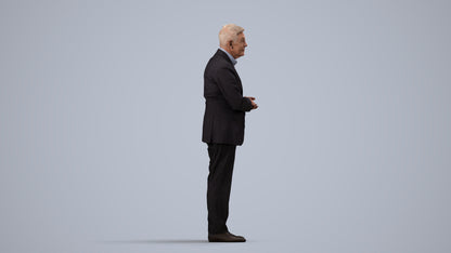 scanned 3D senior man business, photogrammetry people for Enscape and V-Ray, side view render