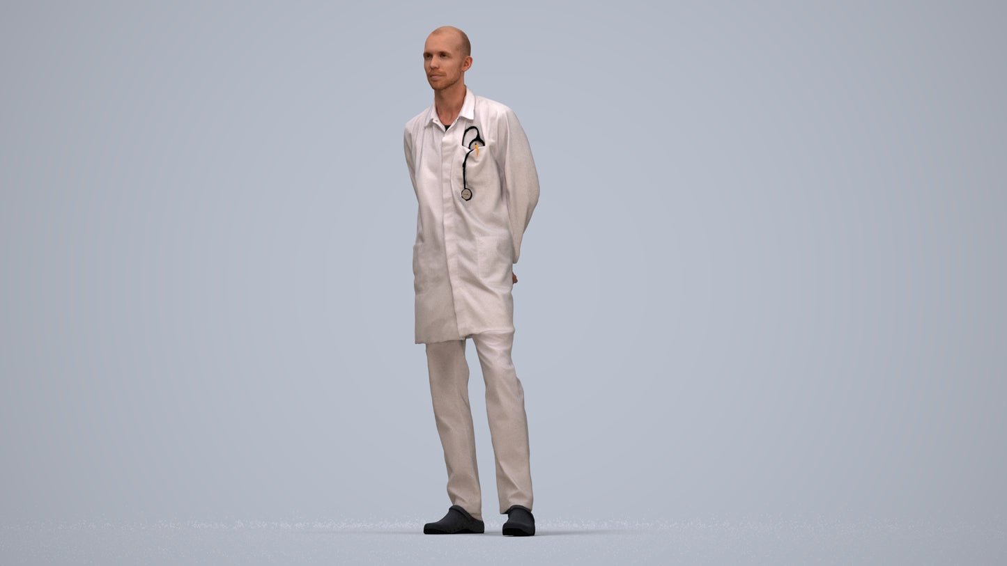 photogrammetry 3D man medical, realistic human model archviz FBX, top-down view render