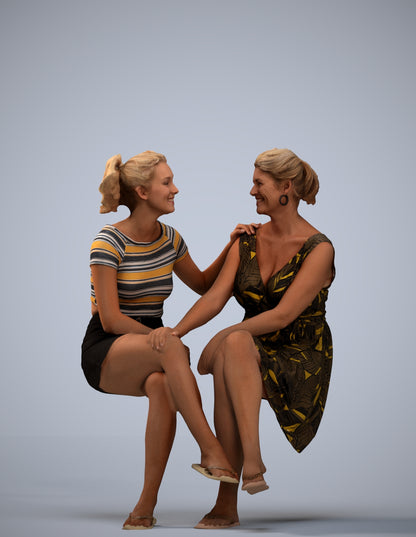 3D people model woman casual couple, scanned human for 3ds Max rendering