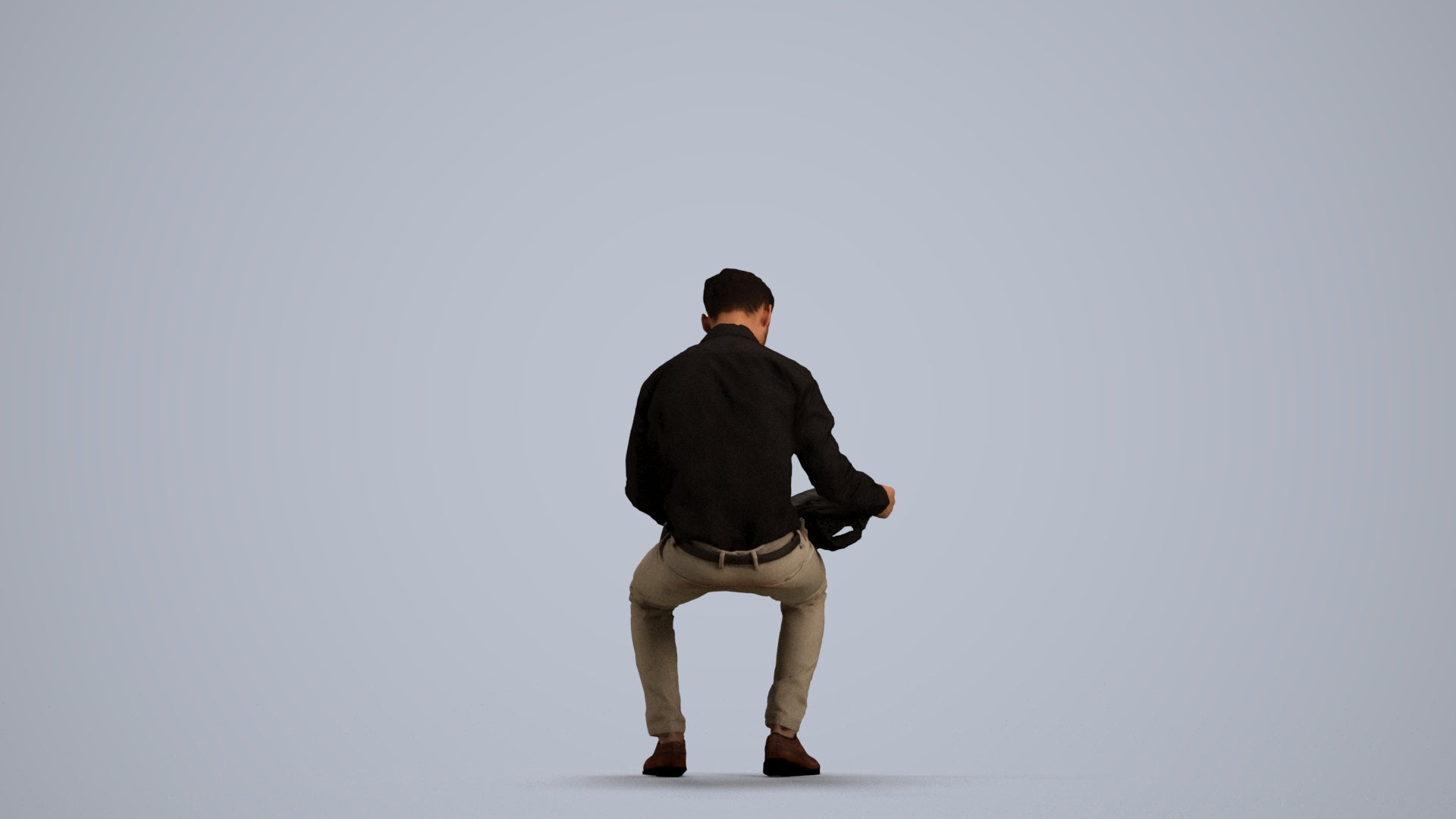 photogrammetry 3D man business sitting, realistic human model archviz FBX, front view render
