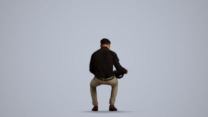 photogrammetry 3D man business sitting, realistic human model archviz FBX, front view render