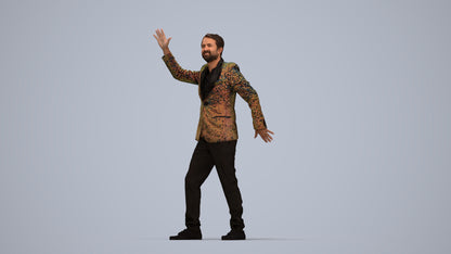realistic 3D human man formal dancing, archviz people FBX OBJ for Blender, top-down view render