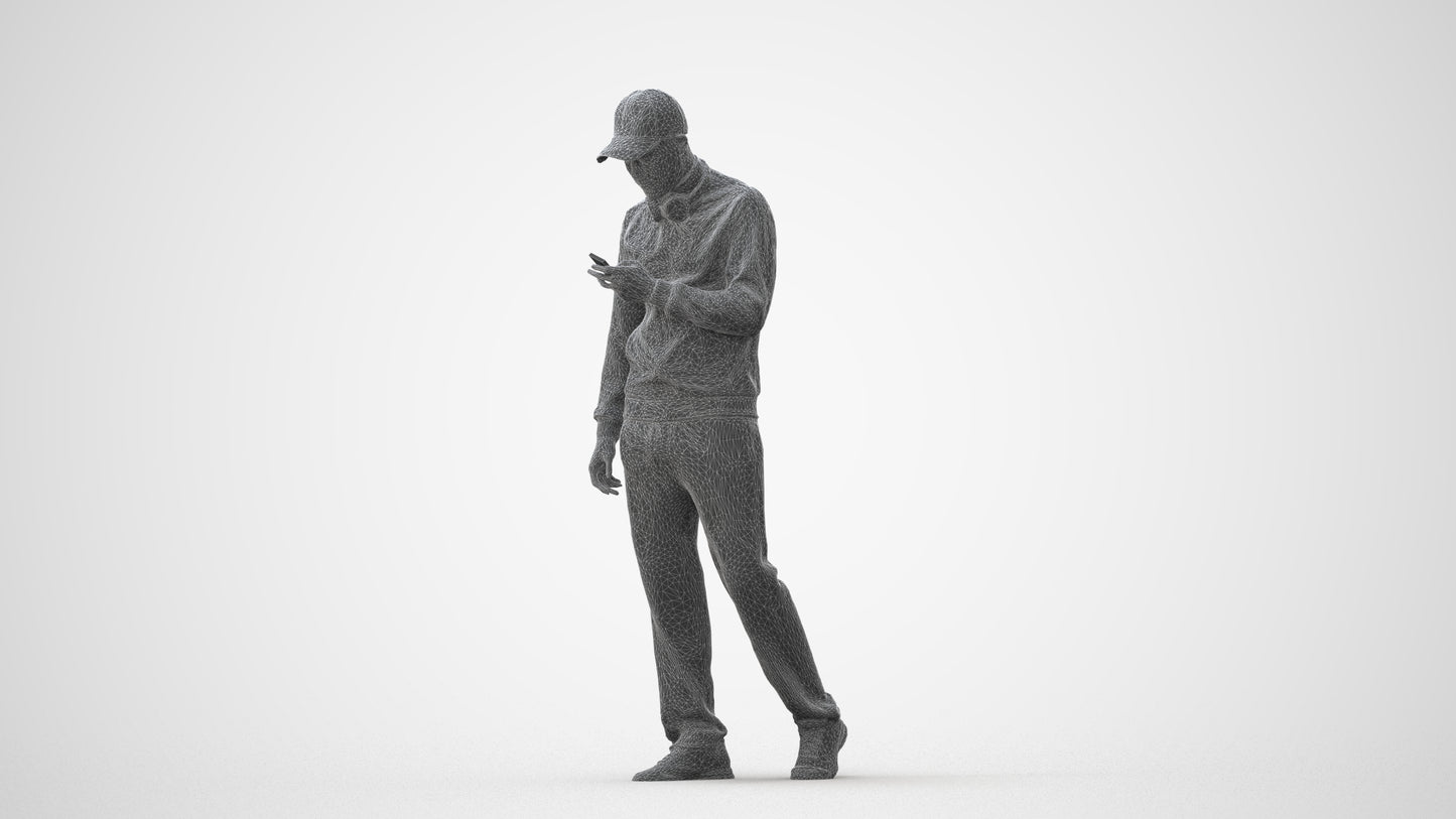 3D human model man sport walking, photogrammetry scanned person for archviz, square thumbnail